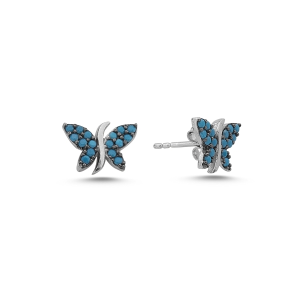 Cercei argint 925 rodiat cu fluturi si zirconii albastre - Be Nature ETU0023 [1]